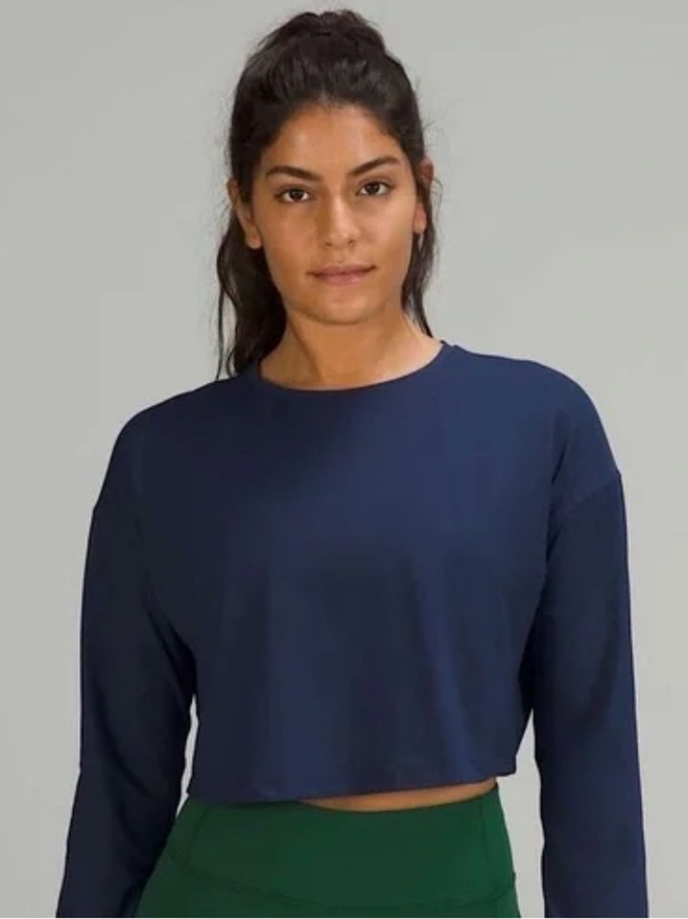 lululemon Muscle Love Cropped Long Sleeve Tee in Night Sea (navy)